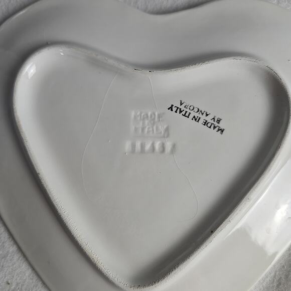 Ancora Heart Trinket Dish Plate Handpainted Pink Purple Yellow Roses Petunias - Picture 3 of 6